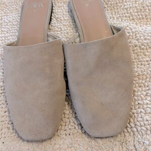 Zara beige flat suede slides comfy, easy chic size 37